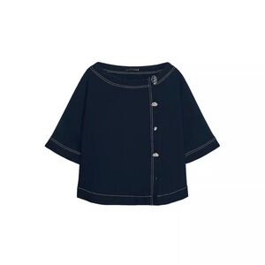 Zara Navy Blue Buttoned Top